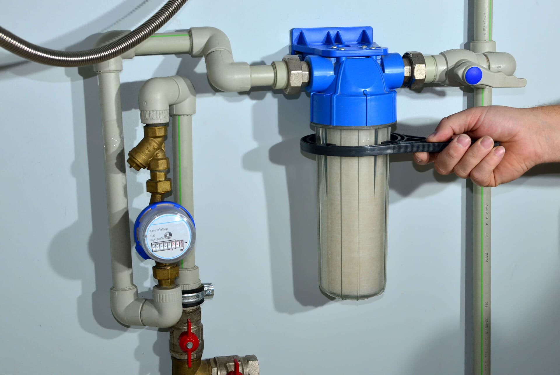 Whole-home water filtration system upgrade installation